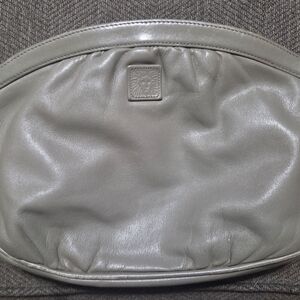 Vintage Anne Klein for Cauldron Gray Leather Clutch